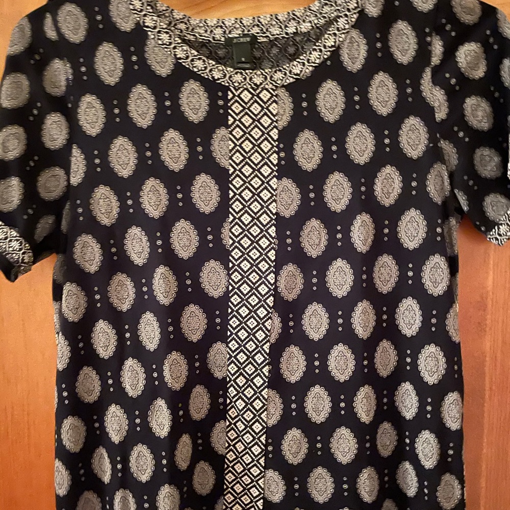 J Crew Black White Short Sleeve Shirt Size Small